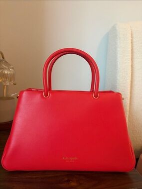 kate spade Grace Leather Top-Handle Satchel flame Scarlett NWT